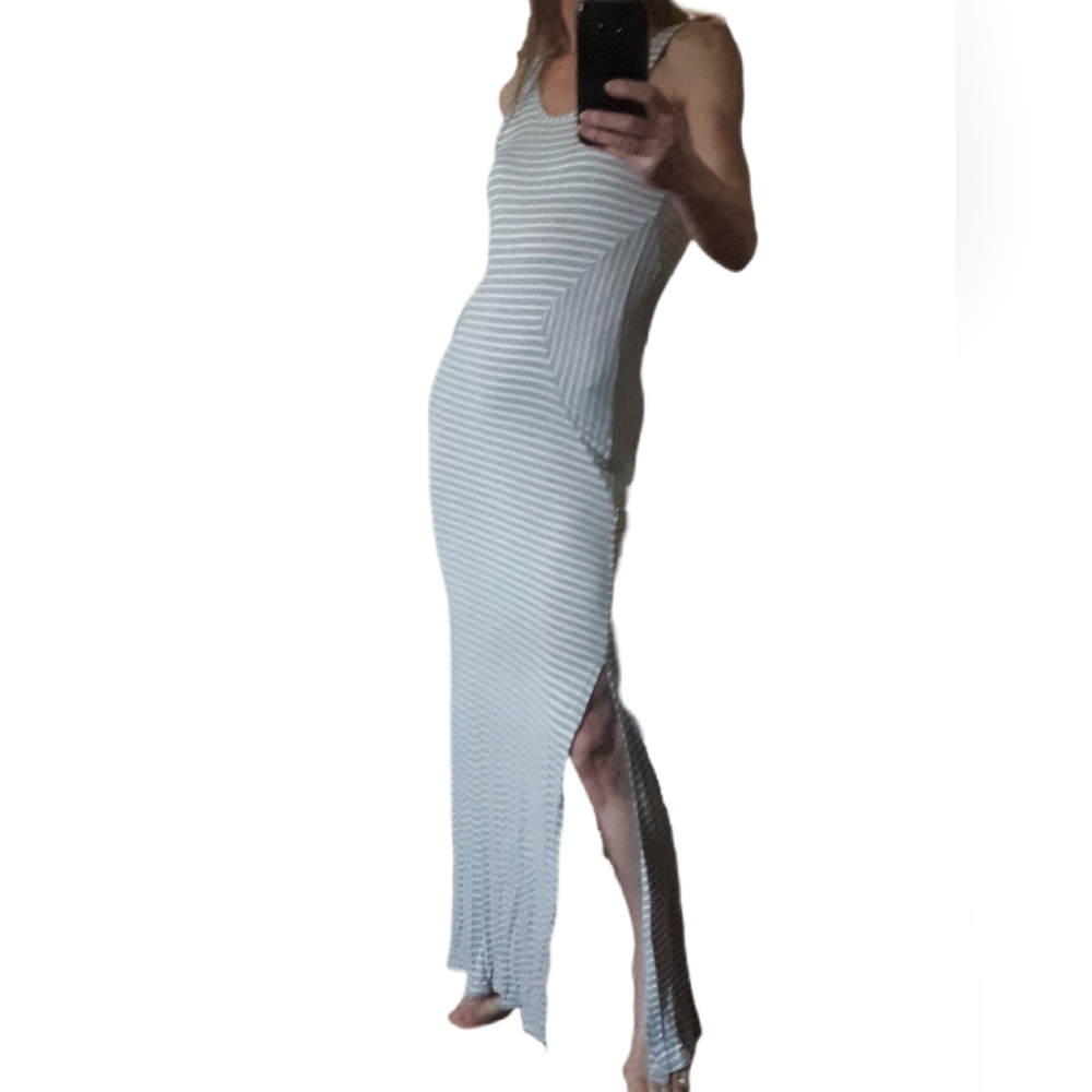 Striped Maxi Dress with Side Slits